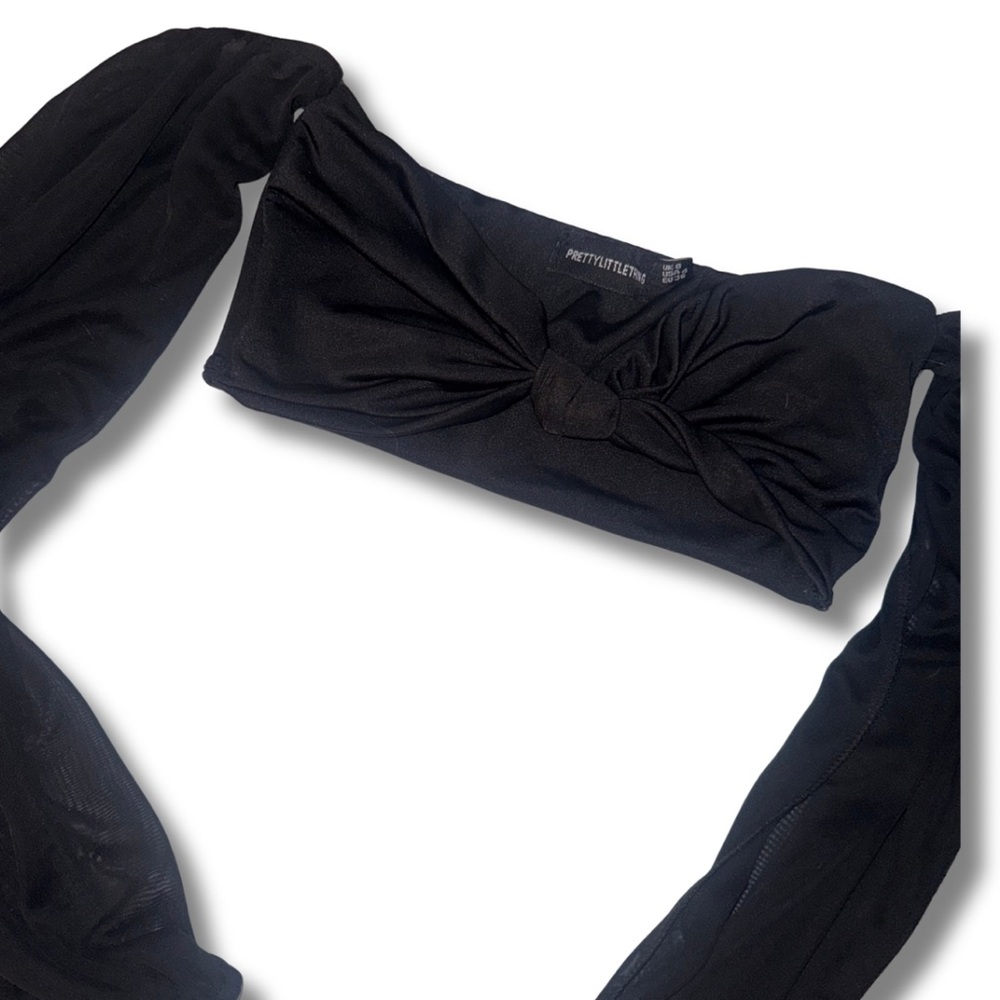 Pretty Little Thing Black Off-Shoulder Top with Long Sleeves